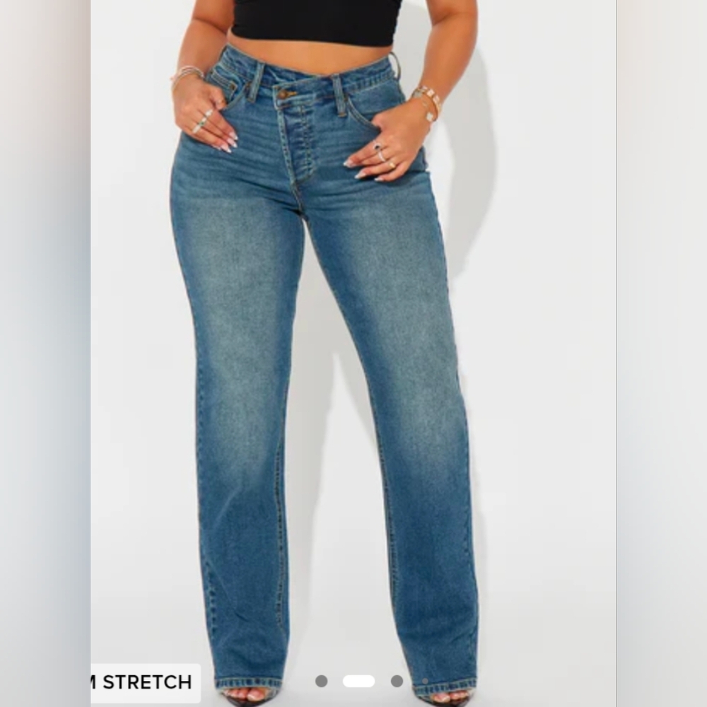 Crossover Waisted Straight Leg Jeans